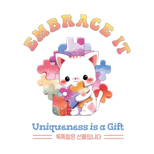 Autism quotes with Korean hangul, Kawaii Autism awareness gifts for kids and autistic families T-Shirt