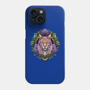 Bobcat Surrounded By Purple Lilac Blossom New Hampshire State Tattoo Art Phone Case