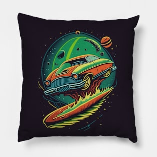 Playful car in space Pillow