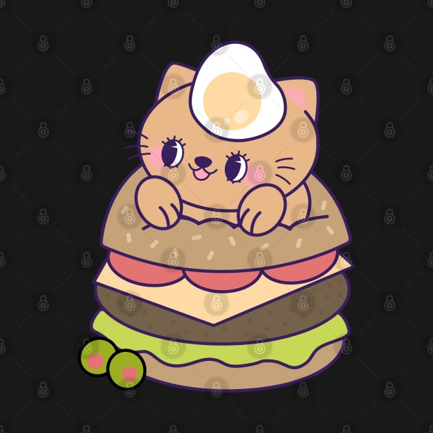 Cute Kawaii Cat in a Cheeseburger by MedleyDesigns67