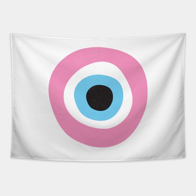 Pink Evil Eye Symbol Tapestry by Inogitna Designs