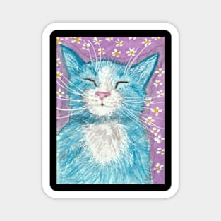 sleepy blue kitten cat art Magnet