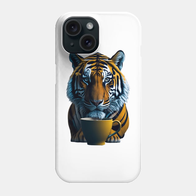 COFFEE CUP AND TIGER Phone Case by likbatonboot