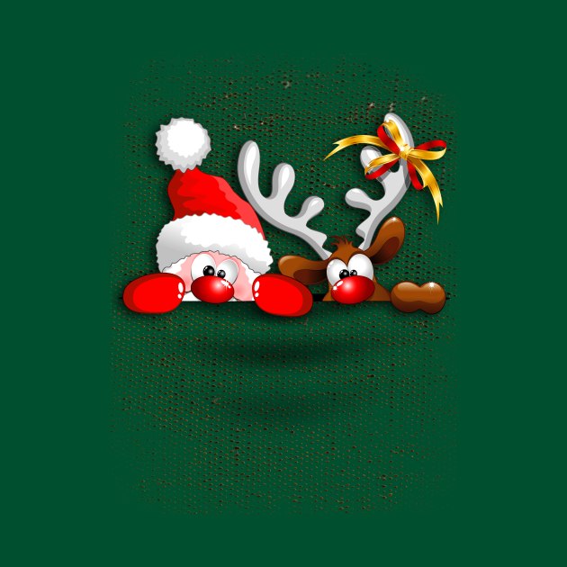 Funny Christmas Santa and Reindeer Cartoon by BluedarkArt