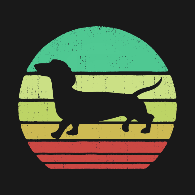 Retro Vintage Sunset Doxie Dachshund Dog Breed Silhouette by Drakes