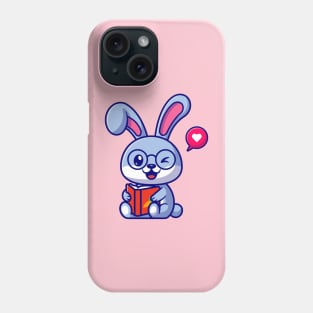 Cute Rabbit With Book Cartoon Phone Case