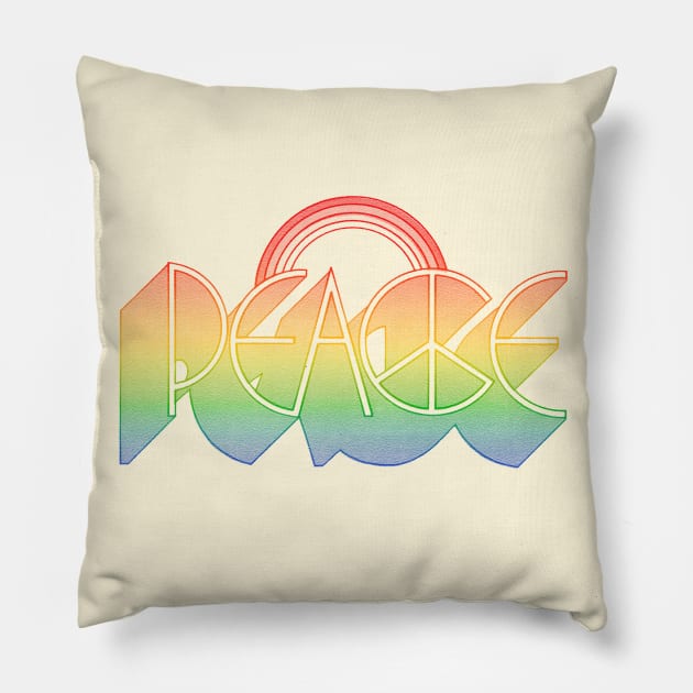 Retro Peace Sign Typography Art Pillow by DankFutura