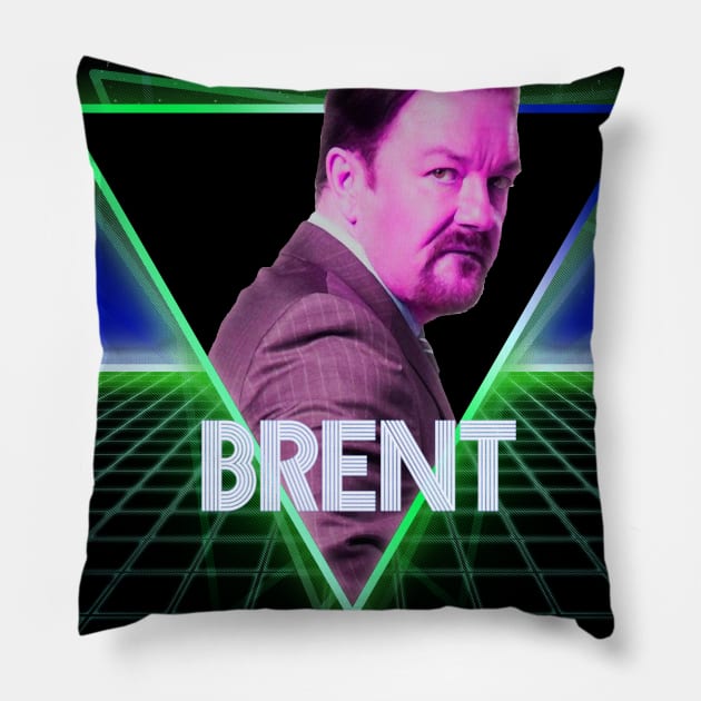 The Office David Brent Retro 80s Neon Landscape Pillow by Bevatron