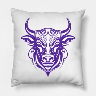 Purple taurus bull tribal design Pillow