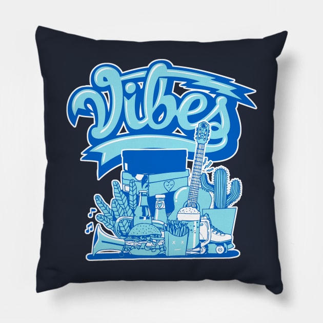 Vibes Argon Blue Pillow by funandgames