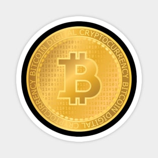 Golden Bitcoin Logo Crypto Merch Digital Currency BTC Magnet