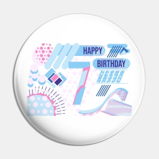 Happy birthday 7 years old, text design Pin