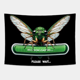 Cicada Invasion Loading Funny Cicada Summer Tapestry