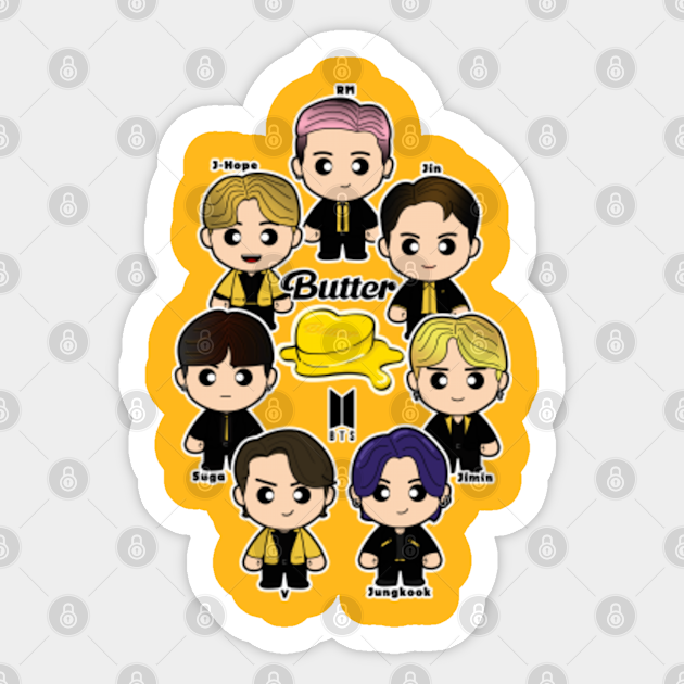 BTS all member butter version in minime style - Bts - Sticker | TeePublic BTS all member butter version in minime style - Bts - Sticker | TeePublic
