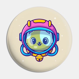 Cute Astronaut Cat Wearing Helmet Cartoon Pin