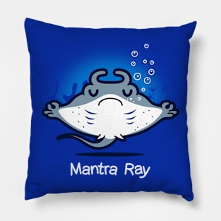 Funny Cute Kawaii Manta Ray Meditating Yoga Mantra Cartoon Pillow