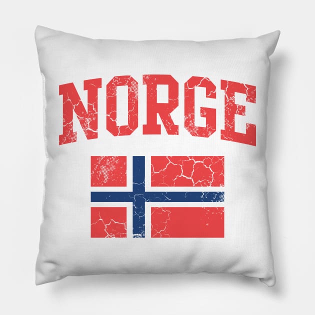 Norge Flag Norwegian Family Norway Vintage Fade Pillow by E