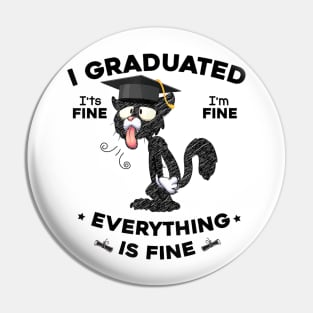 I Graduated Graduate Class 2023 Funny Black Cat Graduation Pin