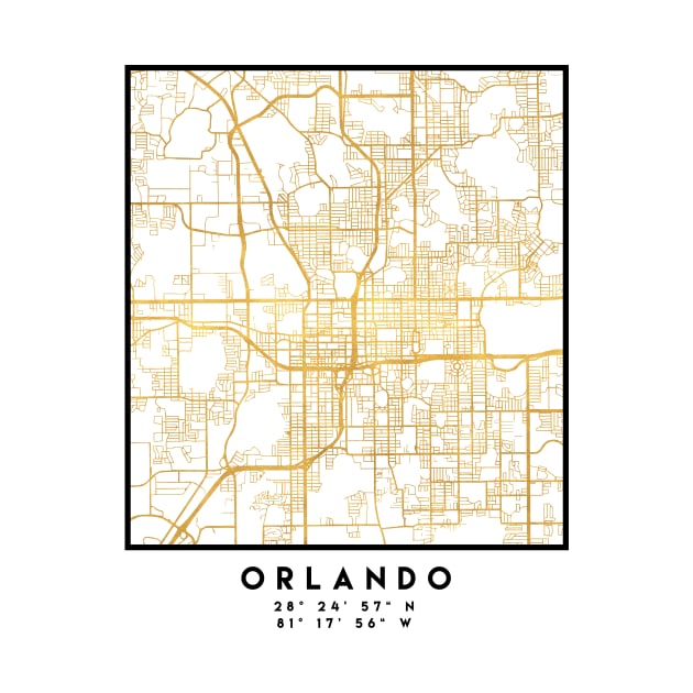 ORLANDO FLORIDA CITY STREET MAP ART by deificusArt