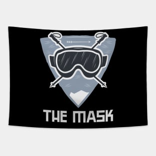 The Mask, skiing t-shirts, goggles, mountain t-shirt, mountain sports, winter sports, snowboarding stickers Tapestry