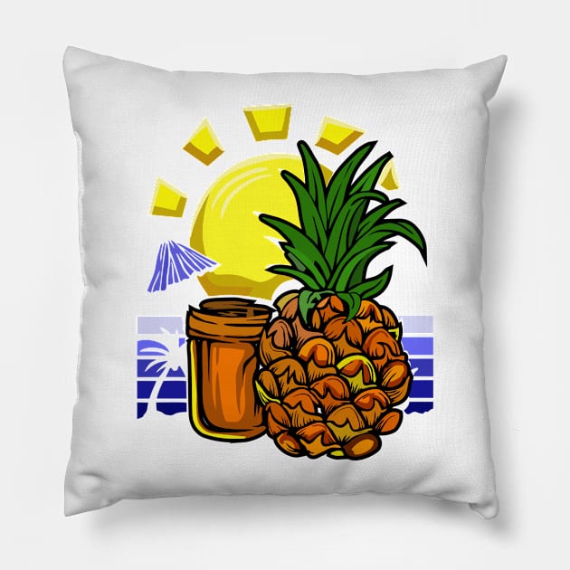 Pineapple Beach Design I love Fruit T-Shirt Pillow by Dojaja