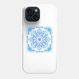 Garden Symmetry - Blue on White Phone Case