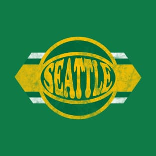 Seattle Basketball retro and distressed ball and stripe T-Shirt