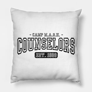 Camp Mash Counselor Varsity Black Pillow