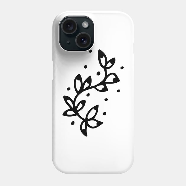 Tree Branch In Doodle Art Style Drawing Phone Case by VANDERVISUALS