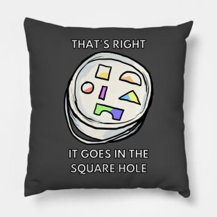 it goes on the square hole Pillow