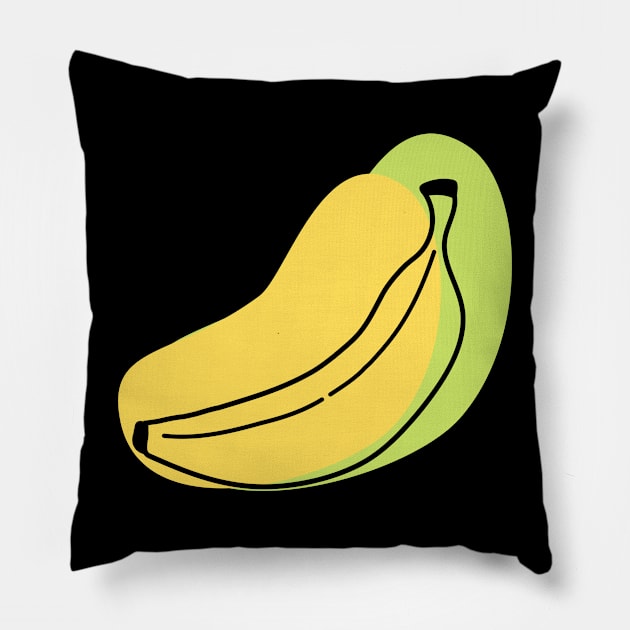 Cute Banana Minimalist Abstract Childlike Pillow by GrooveGeekPrints