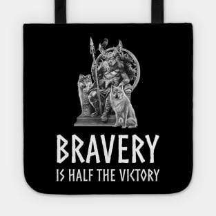 God Odin - Bravery Is Half The Victory - Viking Mythology Tote