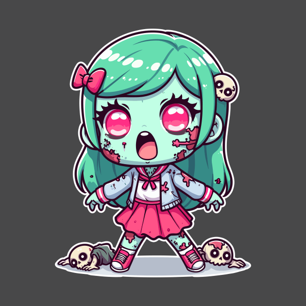 Zombie Skull Kawaii Girl by DesignDinamique