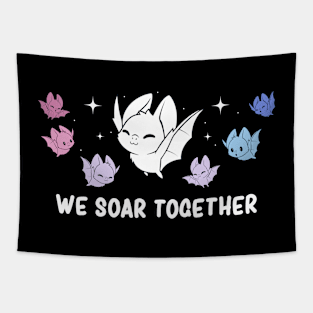 Bigender Pride Flag Cute Kawaii Bat Subtle Lgbtqia Tapestry