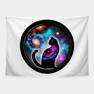 Fantasy Lover Kitten Meme Silhouette Art Galaxy Cat Tapestry