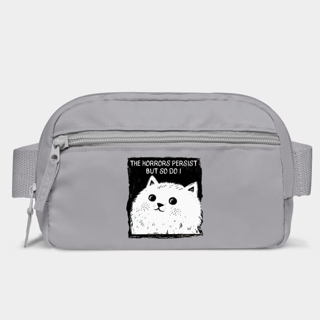 The Horrors Persist But So Do I funny cat illustration by Luxinda
