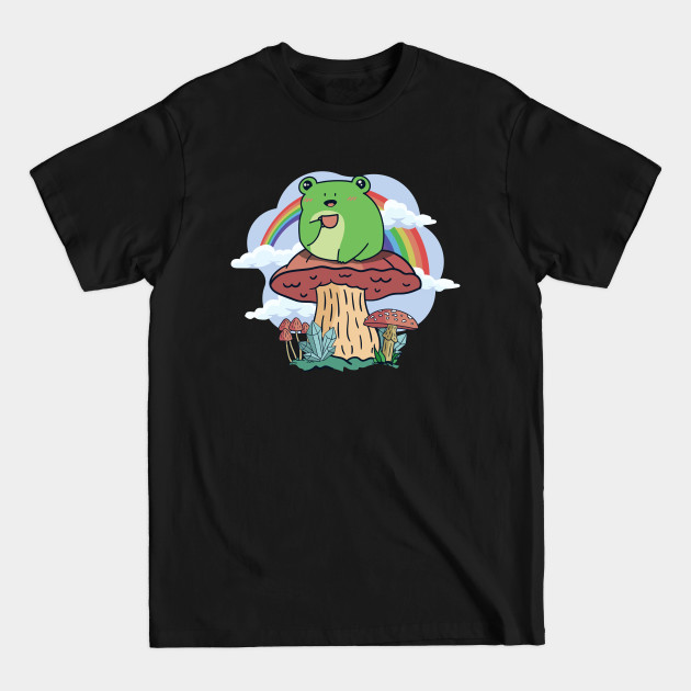 Disover Cottagecore Aesthetic Kawaii Frog Drinking Tea - Cottagecore - T-Shirt