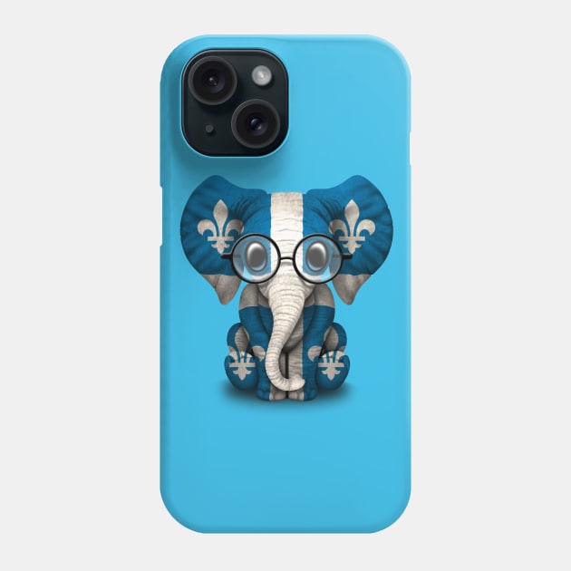 Baby Elephant with Glasses and Quebec Flag Phone Case by jeffbartels