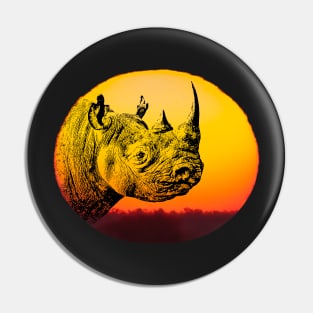 Rhino at Sunset Design for Save Rhino Supporters Pin