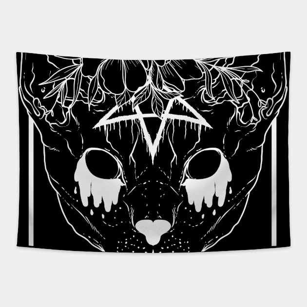 Cottagecore Aesthetic Gothic Cat Dark Academia Tapestry by Alex21