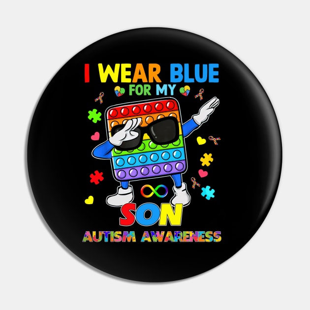 Poplt Dab I Wear Blue For My Son Puzzle Autism Awareness Pin by Brodrick Arlette Store