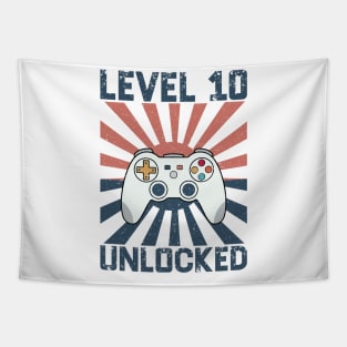 Level 10 Unlocked Video Gamer 10th Birthday Gift for Boys Tapestry