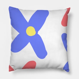 Blue red watercolor floral pattern art Pillow