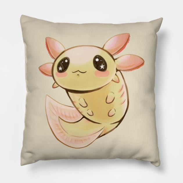 Golden Axolotl Pillow by Khelekmir