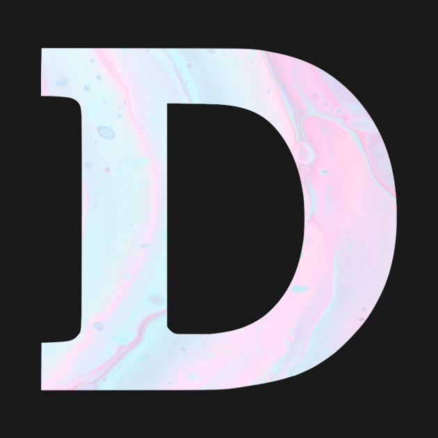 The Letter D Blue and Pink Marble Design by Claireandrewss