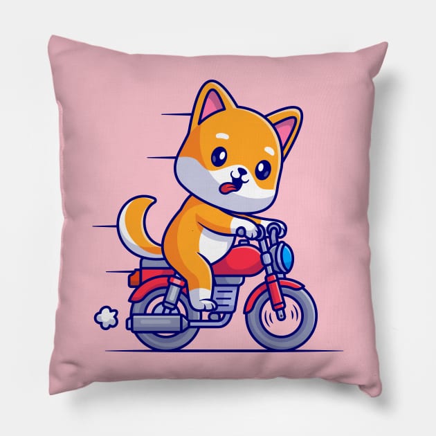 Cute Shiba Inu Dog Riding Motorcycle Cartoon Cute Shiba Inu Dog