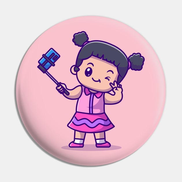 Cute Girl Taking Selfie With Phone Cartoon Pin by Catalyst Labs