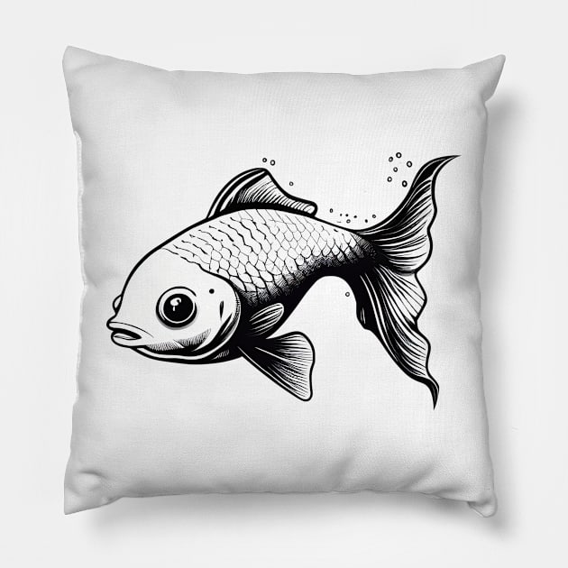 Monochromatic goldfish Pillow by stkUA