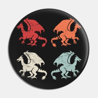 Retro Vintage Dragon Icons Pin