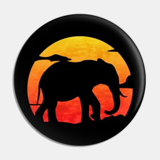 Elephant At Sunset Pin